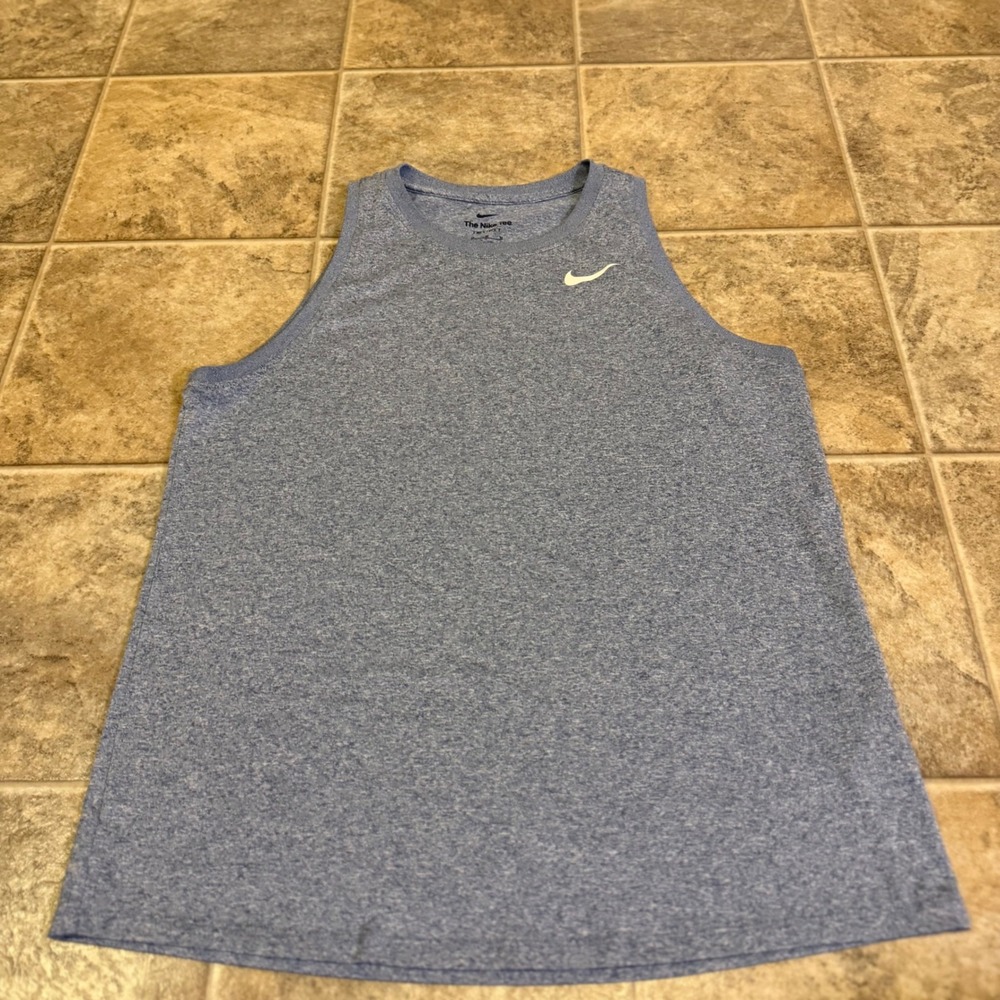 Nike Dri-FIT Blue Heathered Performance Tank Top Womens Medium Sleeveless Shirt - Picture 4 of 8
